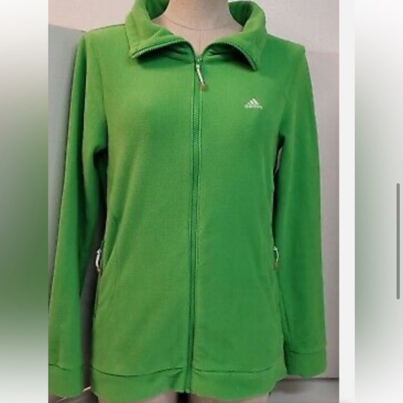 Adidas Fleece Lime Neon Green Long Sleeve Turtleneck Zip  Up Jacket size… - Picture 3 of 10